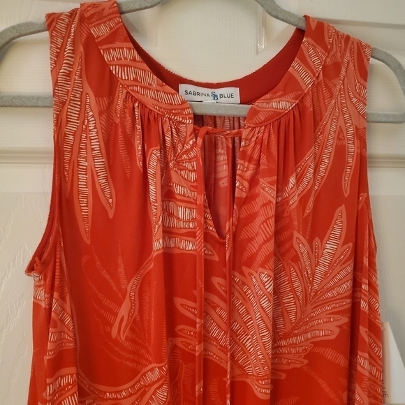 Sabrina Blue Dress Orange Sleeveless Sz 0X - Picture 3 of 5